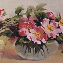 Схема вышивки «Цветы шиповника и бабочки»