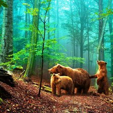 Схема вышивки «Медведица с медвежатами»