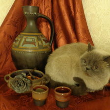 Схема вышивки «натюрморт с кошкой\111»