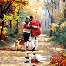 Схема вышивки «двое в осеннем парке»