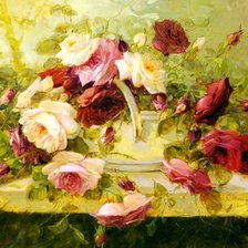 Схема вышивки «розы в вазе»