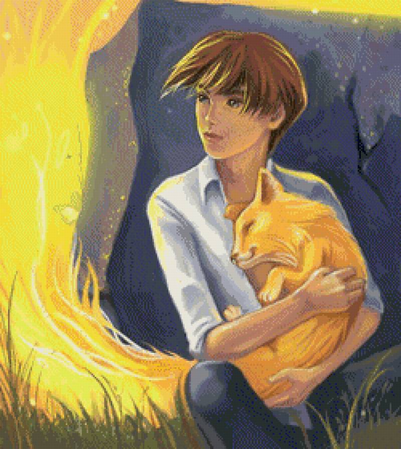 парень с лисицой - лисица, парень - предпросмотр