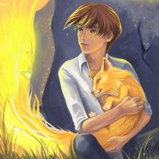 Схема вышивки «парень с лисицой»