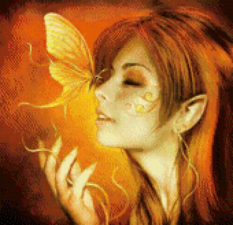 девушка с бабочкой - предпросмотр