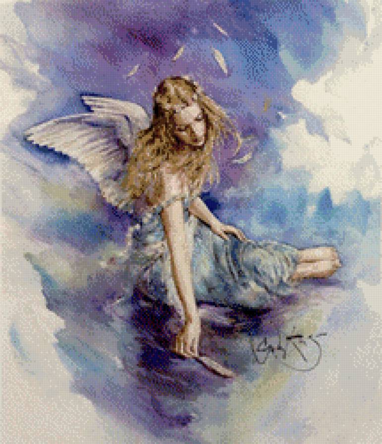 взъерошенный ангел - живопись, ангел, искусство, картина - предпросмотр