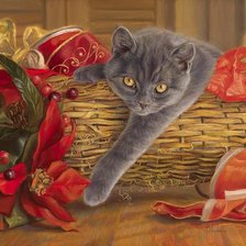 Схема вышивки «кисуля на рождество»