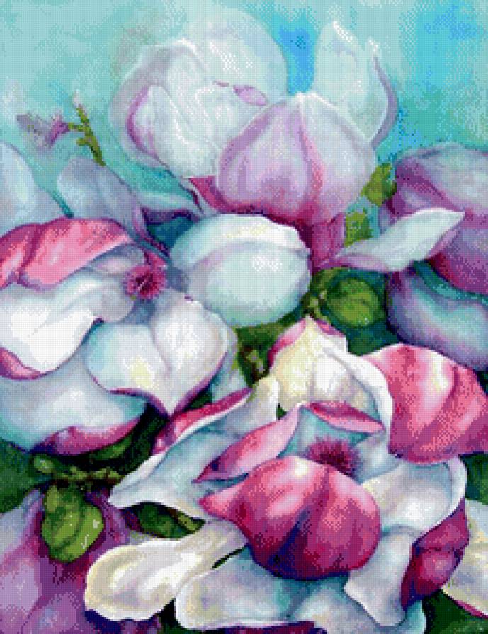 магнолия цветёт - магнолия, акварель, цветы, весна, живопись - предпросмотр