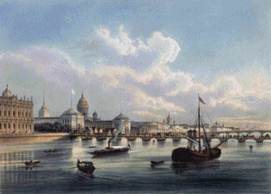 Дворцовый мост - небо, вода, с.-петербург, пейзаж, река - предпросмотр