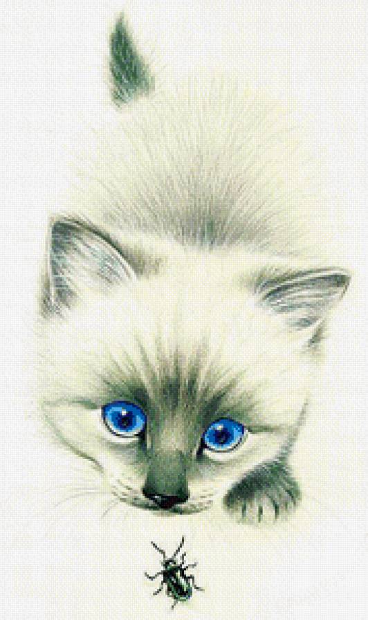 Серия "Домашние любимцы" - любопытство, кот, игра, котик, букашка - предпросмотр