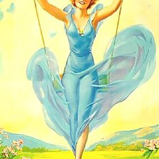 Схема вышивки «девушка на качеле в стиле пин ап»