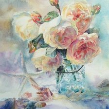 Схема вышивки «чайные розы в стакане»