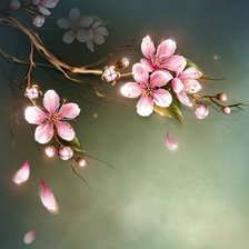 подушка с весенней веткой