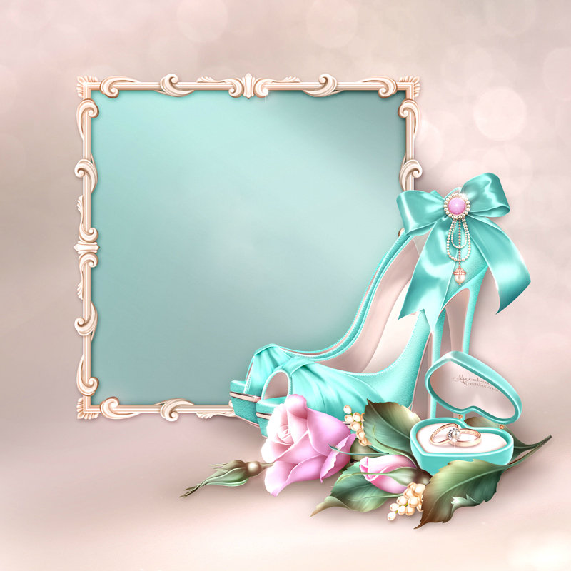 свадебная рамка для фото - роза, подушка, туфли, подарок, рамка, фото, свадьба, кольца - оригинал