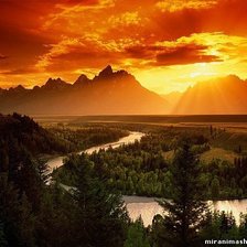 Схема вышивки «закат в горах»