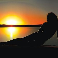 Схема вышивки «девушка на закате»