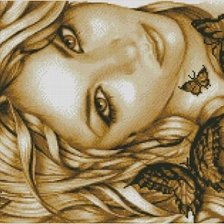 Схема вышивки «Девушка с бабочками»