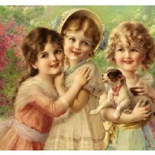 Схема вышивки «Девочки и щенок»