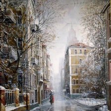 Схема вышивки «Дождь в городе»