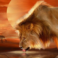 Схема вышивки «лев на водопое»