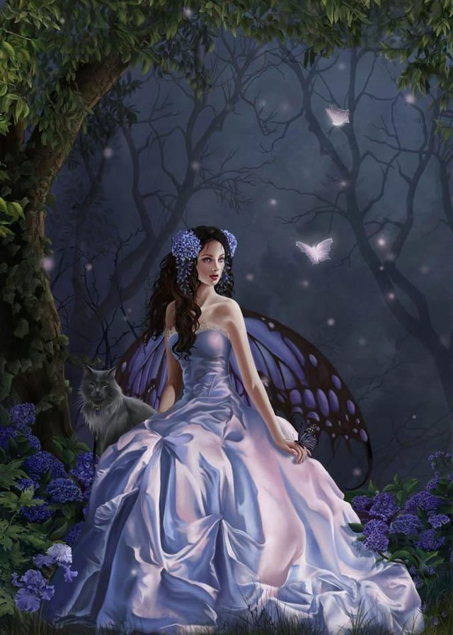 Звенящий сумрак - ночь, фэнтези, луна, девушка - оригинал