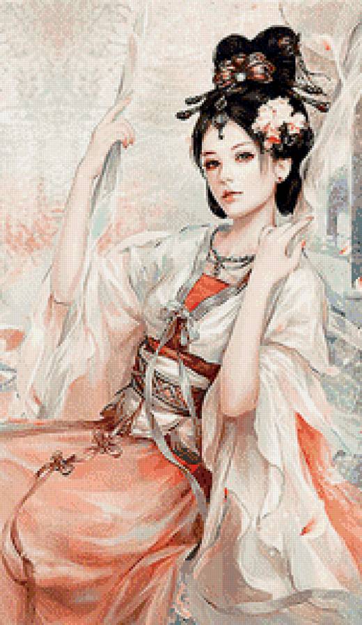 Серия "Нежность востока" - качели, японка, девушка - предпросмотр