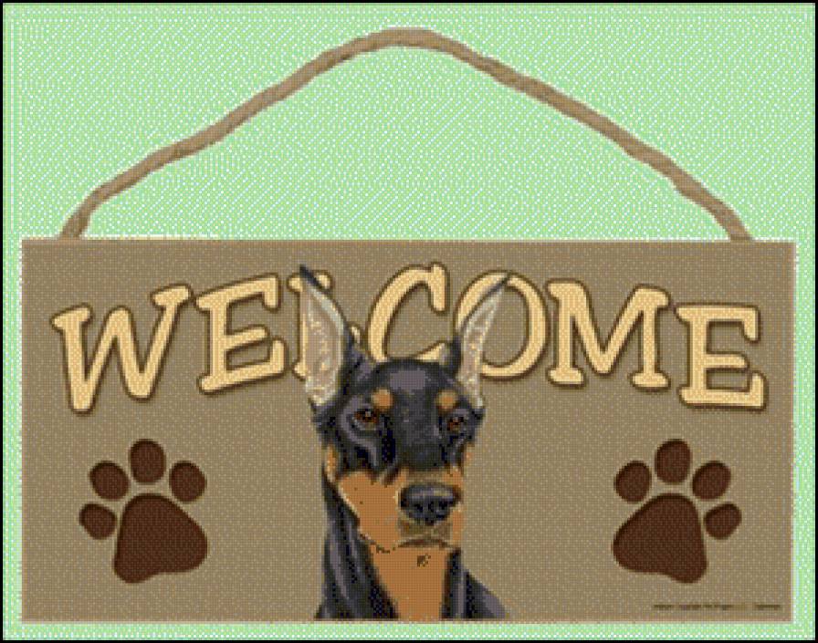 Добро пожаловать! - собака, добро пожаловать, доберман, welcome - предпросмотр