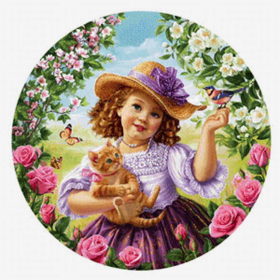 иллюстрации - сад, девочка, иллюстрации - предпросмотр