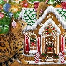 Схема вышивки «новогодний домик»