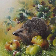 Схема вышивки «ежик в лесу»