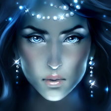 Схема вышивки «девушка в синих тонах»