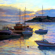 Схема вышивки «лодки на закате»