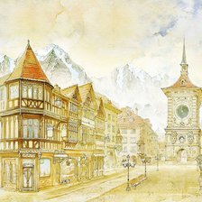 Схема вышивки «городок в альпах»