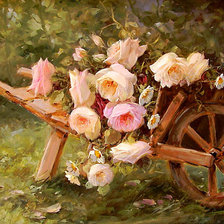 Схема вышивки «тележка с розами»