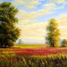 Схема вышивки «поле на закате»