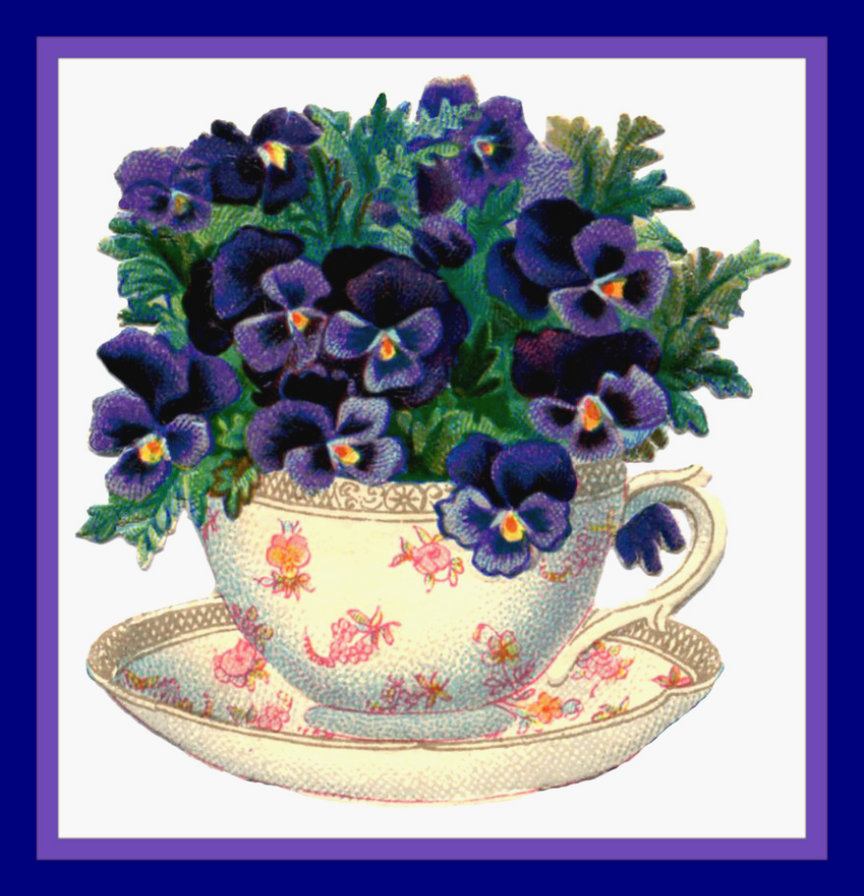 анютины глазки - посуда, цветы - оригинал