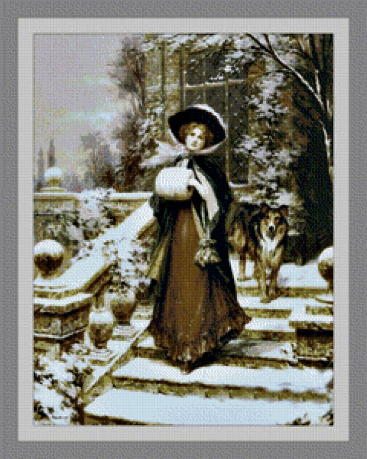 Дама - собака, девушка, зима - предпросмотр