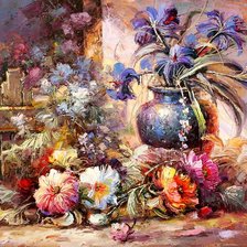 Схема вышивки «натюрморт с цветами»