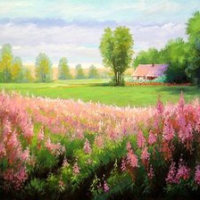 Схема вышивки «деревенский пейзаж»