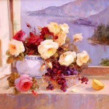 Схема вышивки «цветы на подоконнике»