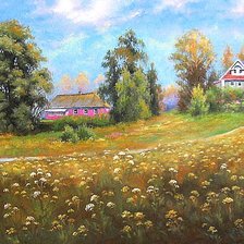 Схема вышивки «деревенский пейзаж»