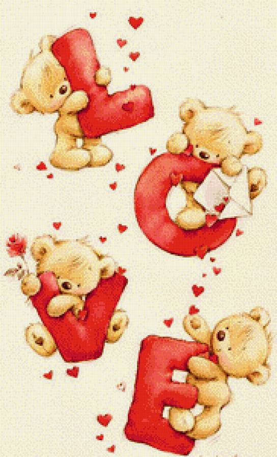 Серия "Мультяшки" - письмо, сердечки, розы, признание, любовь - предпросмотр