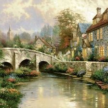 Схема вышивки «Городок. худ.Т.Кинкейд»