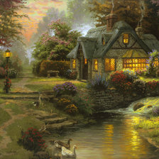 Схема вышивки «избушка в лесу»