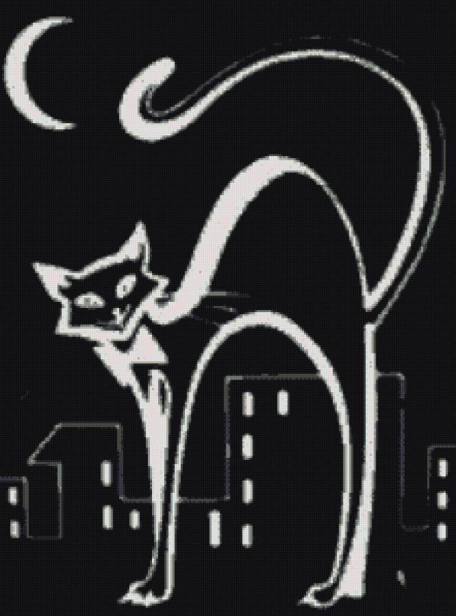 черный кот - монохром - предпросмотр