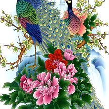 Схема вышивки «Павлины»