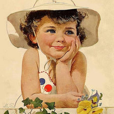 Схема вышивки «Девочка в панамке»