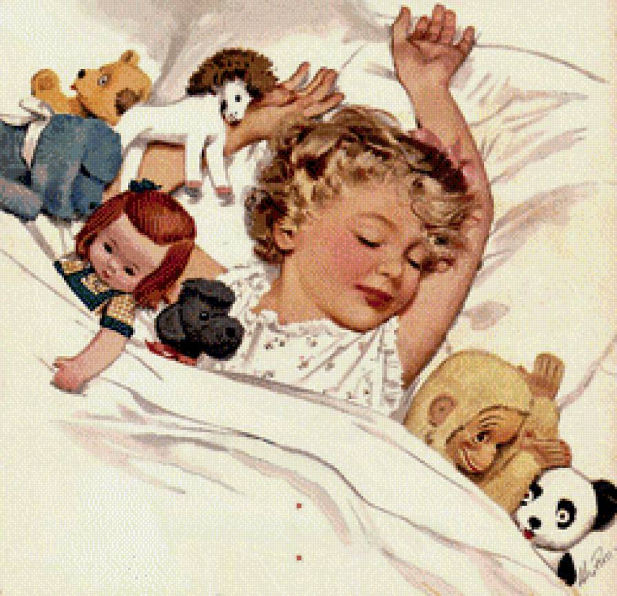 Сладкий сон - спящая девочка, винтаж, игрушки, ретро, девочка, сон - предпросмотр