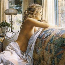 Схема вышивки «Девушка у окна»