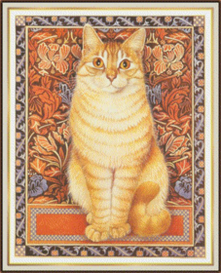 Рыжий кот - уют, ковер, рыжий кот, орнамент, узор, кошка - предпросмотр