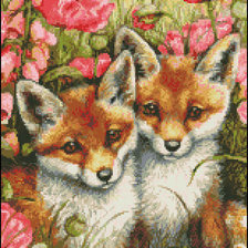 Схема вышивки «Лисята»